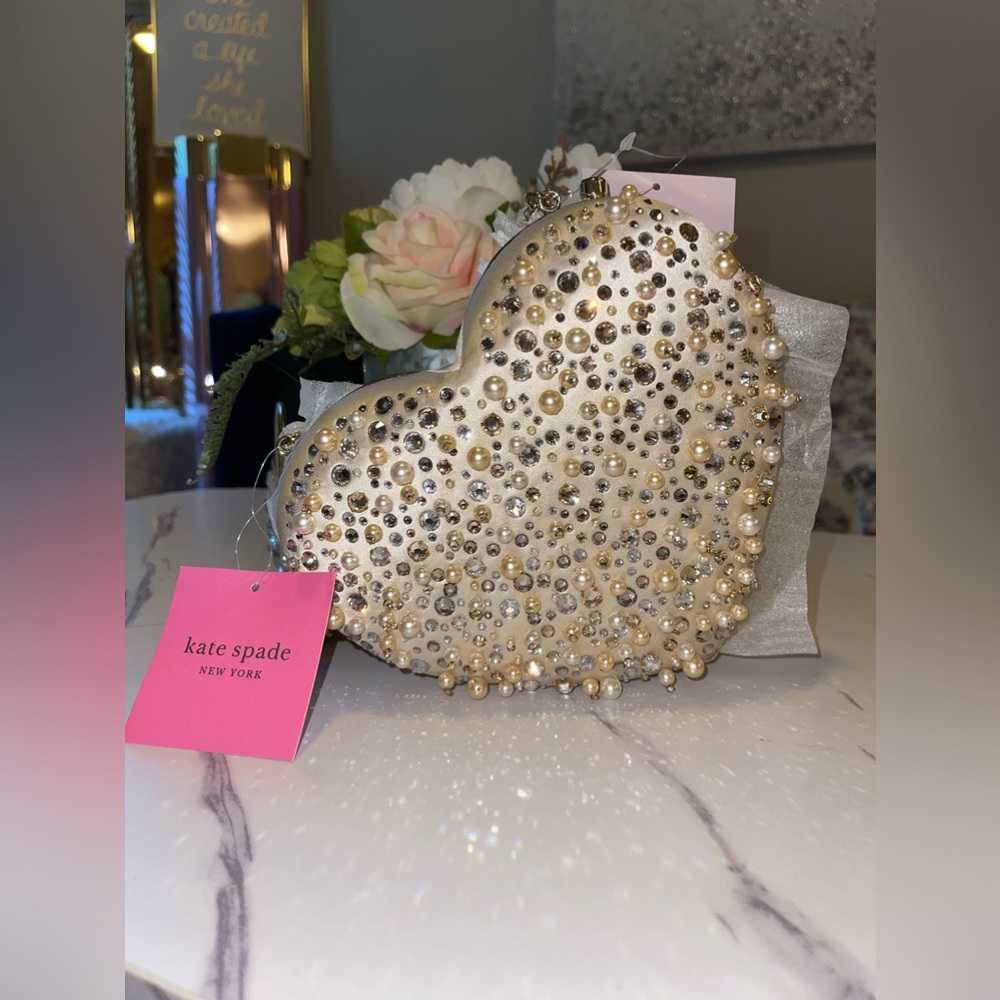 Kate Spade New York embellished 3d heart clutch